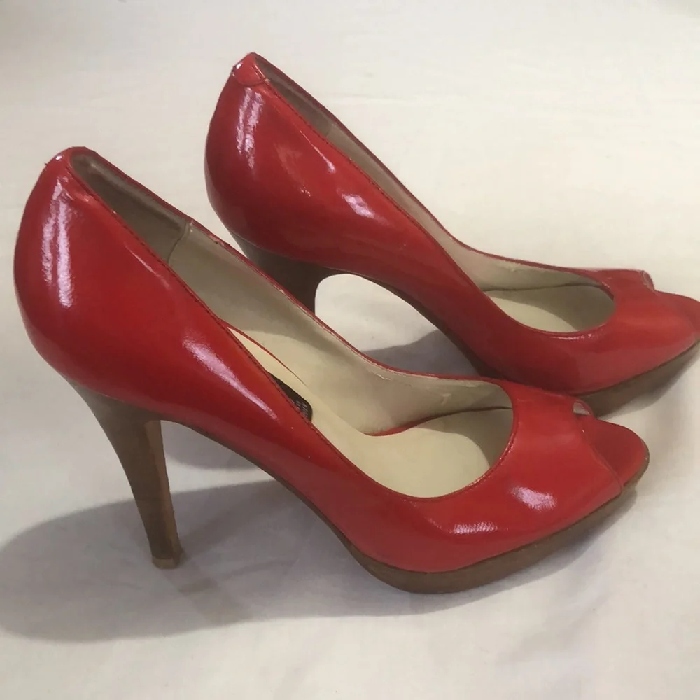 Steve Madden Red genuine leather open toe heels size 7M